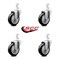 Service Caster 4 Inch Black Polyurethane Wheel Swivel 7/8 Inch Square Stem Caster Set SCC SCC-SQ20S414-PPUB-BLK-78-4 - alternate 1